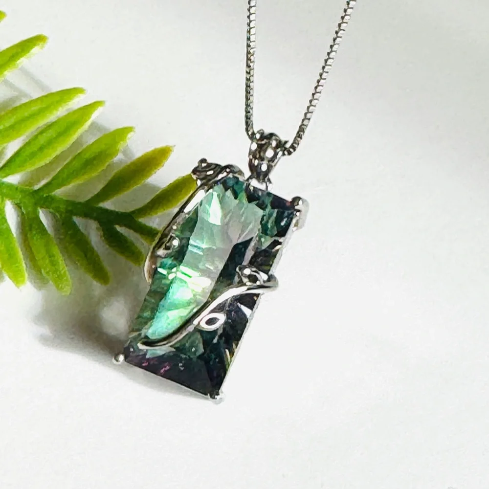 Mystic Quartz Ladies 18” Sterling Silver Necklace - Picture 8 of 10